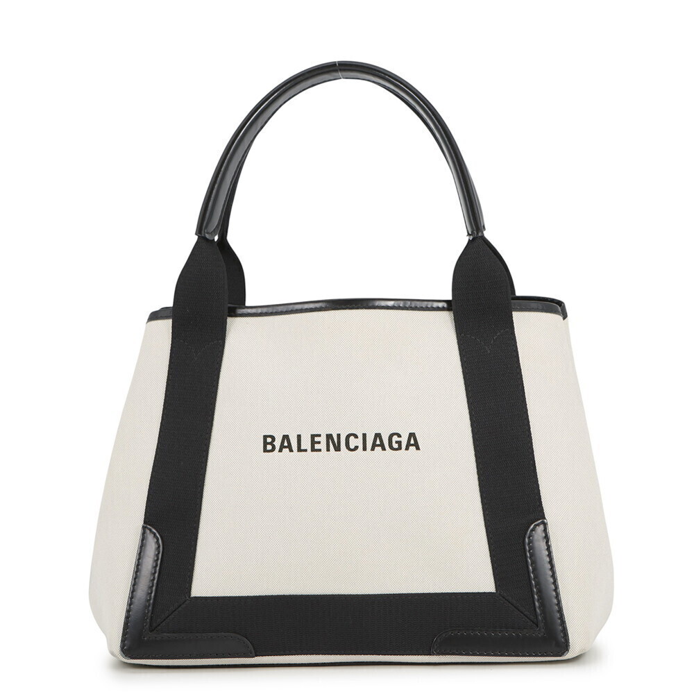 Balenciaga Tote Bag Navy Blue Cabas Pouch Canvas Floral